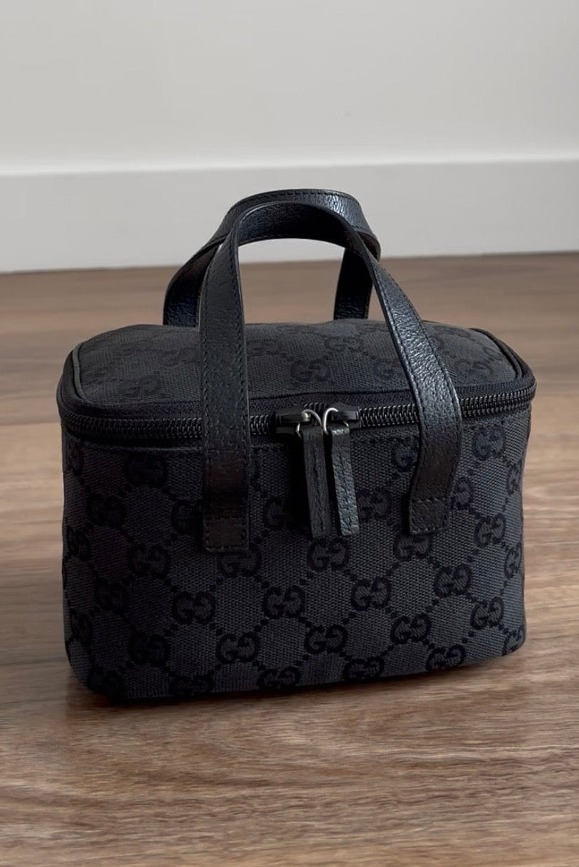 Authentic Black Gucci Beauty Cosmetic Vanity Toiletry Bag