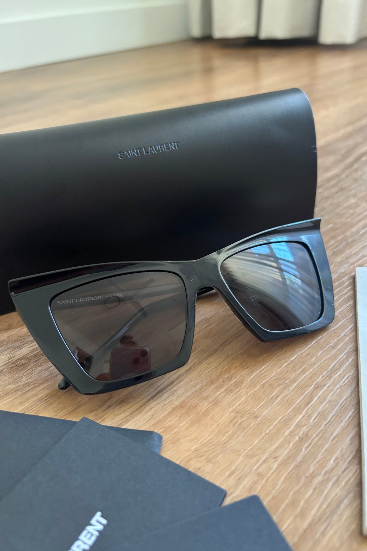 Authentic Black Saint Laurent Geometric Cat Eye Sunglasses