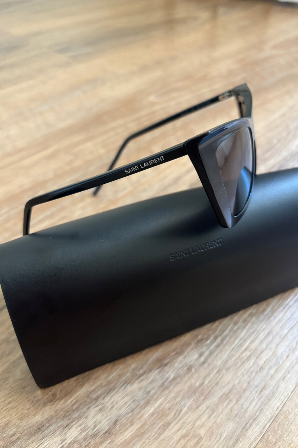 Authentic Black Saint Laurent Geometric Cat Eye Sunglasses