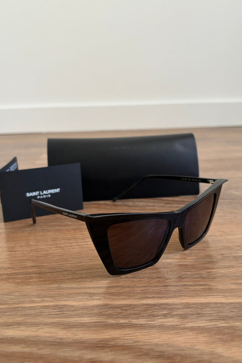 Authentic Black Saint Laurent Geometric Cat Eye Sunglasses