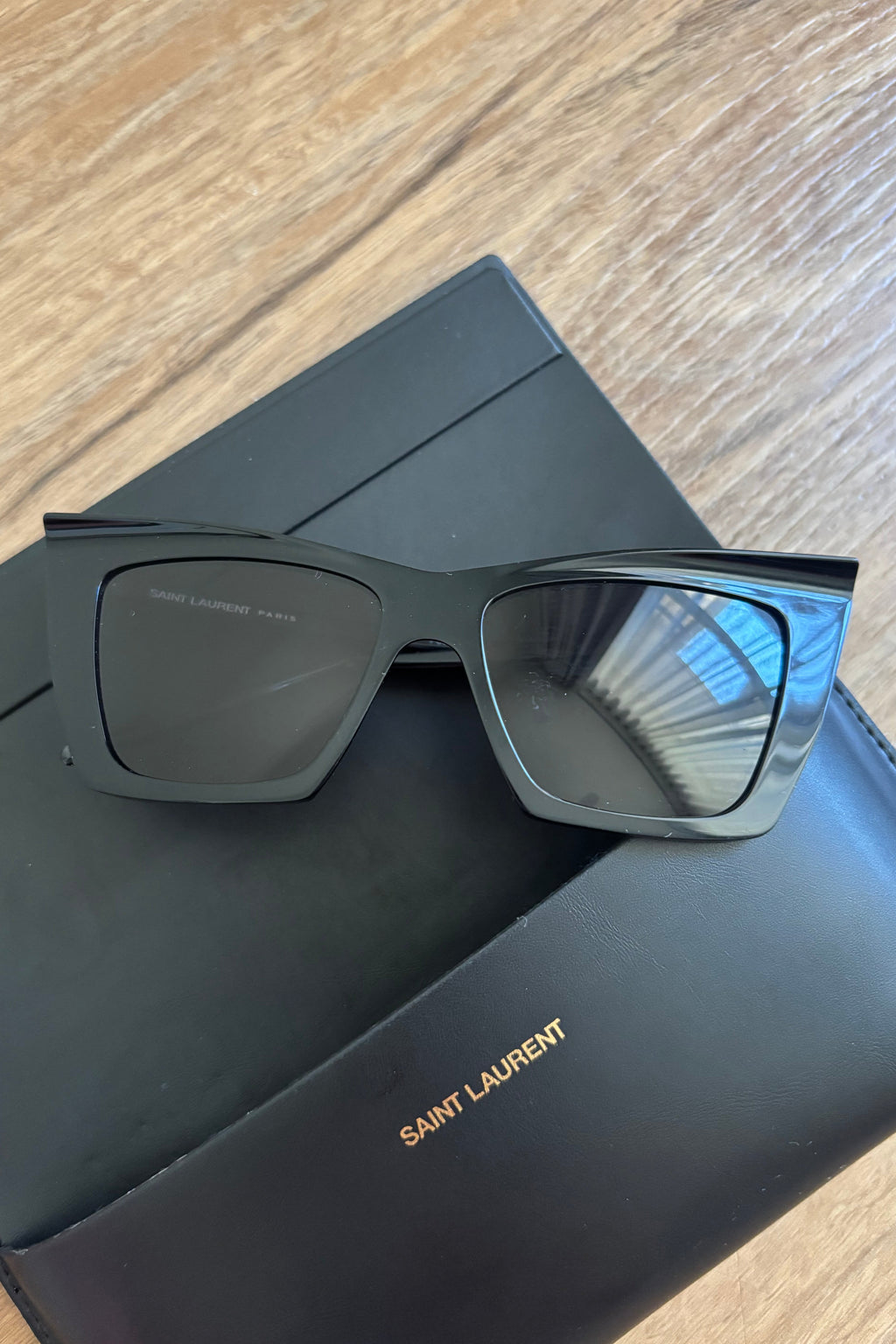 Authentic Black Saint Laurent Geometric Cat Eye Sunglasses