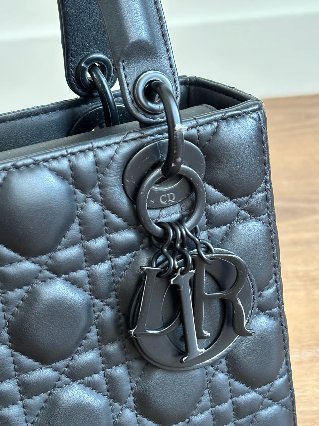 Authentic New Stickers Intact Small Lady Dior All Black Limited Edition