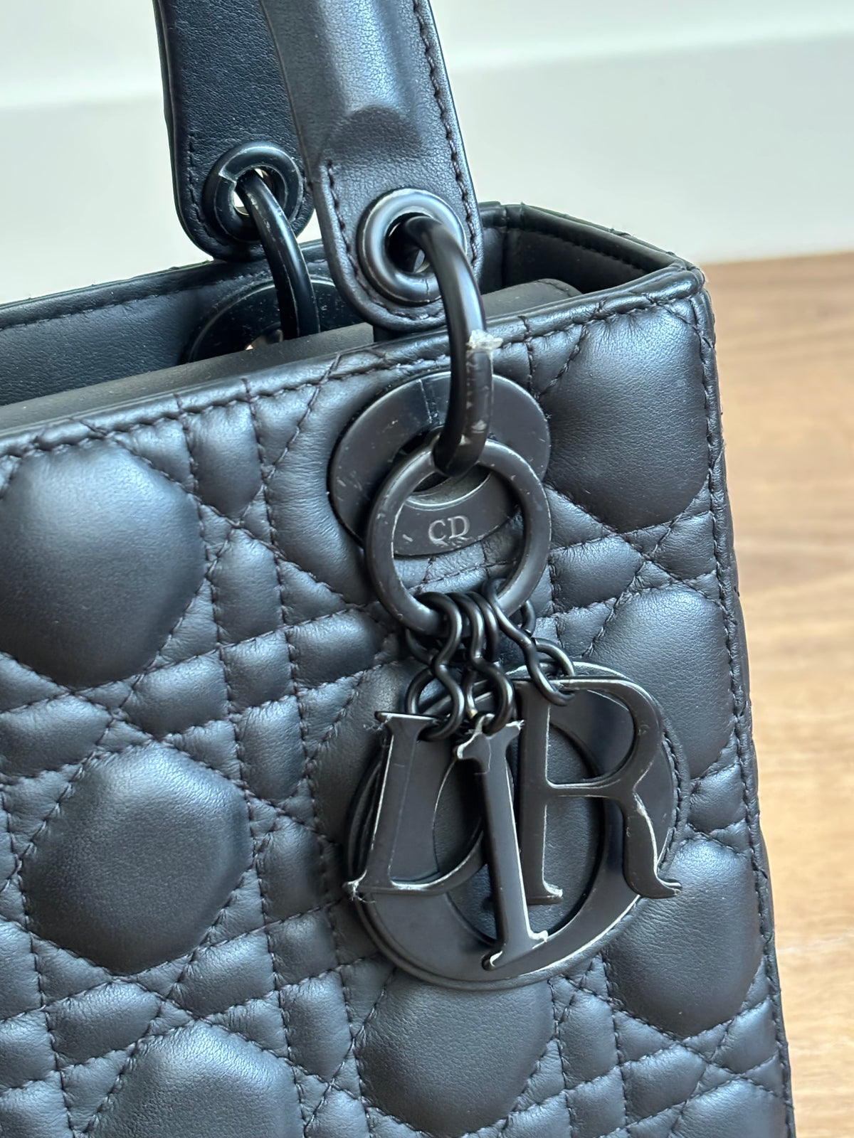 Authentic New Stickers Intact Small Lady Dior All Black Limited Edition