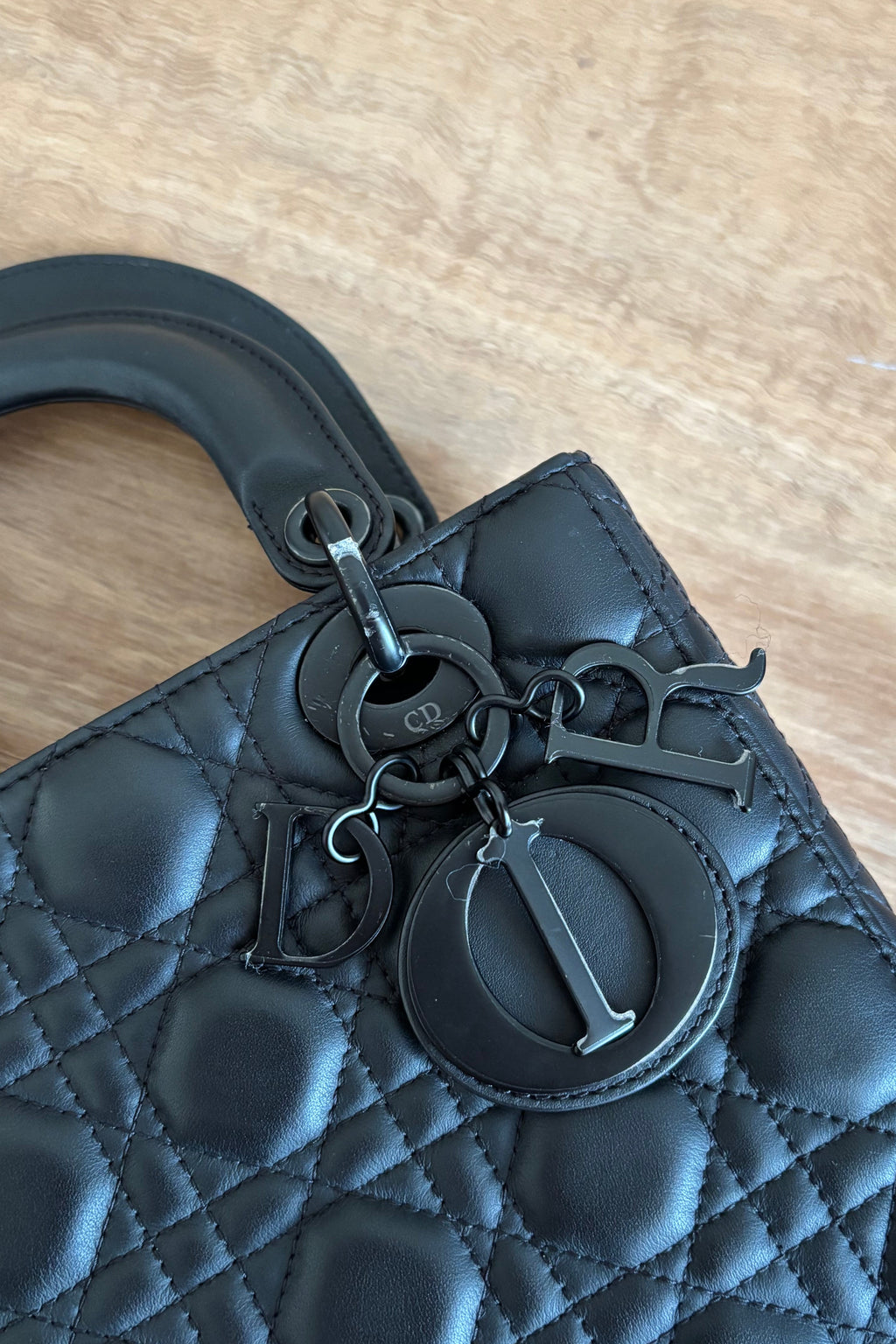 Authentic New Stickers Intact Small Lady Dior All Black Limited Edition