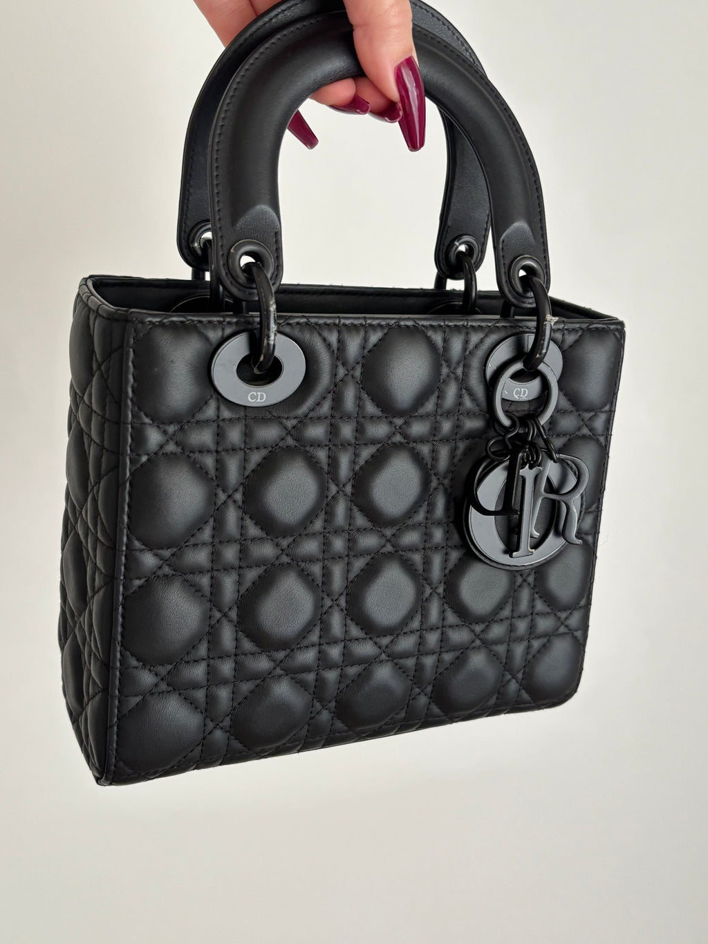 Authentic New Stickers Intact Small Lady Dior All Black Limited Edition