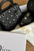 Authentic New Stickers Intact Small Lady Dior All Black Limited Edition