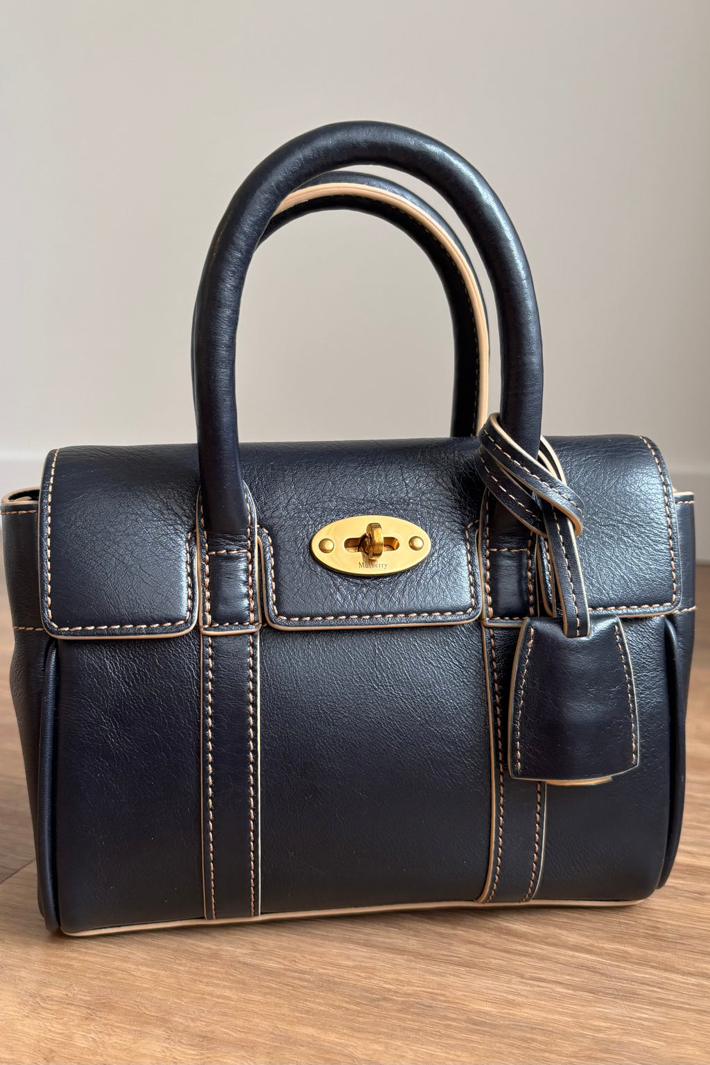 Authentic Mulberry Mini Bayswater Dark Navy Gold Hardware
