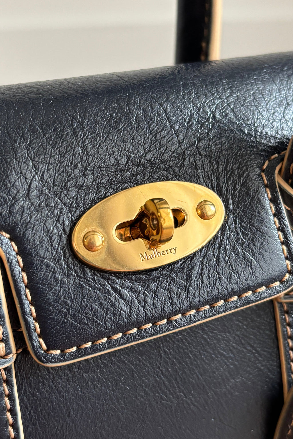 Authentic Mulberry Mini Bayswater Dark Navy Gold Hardware