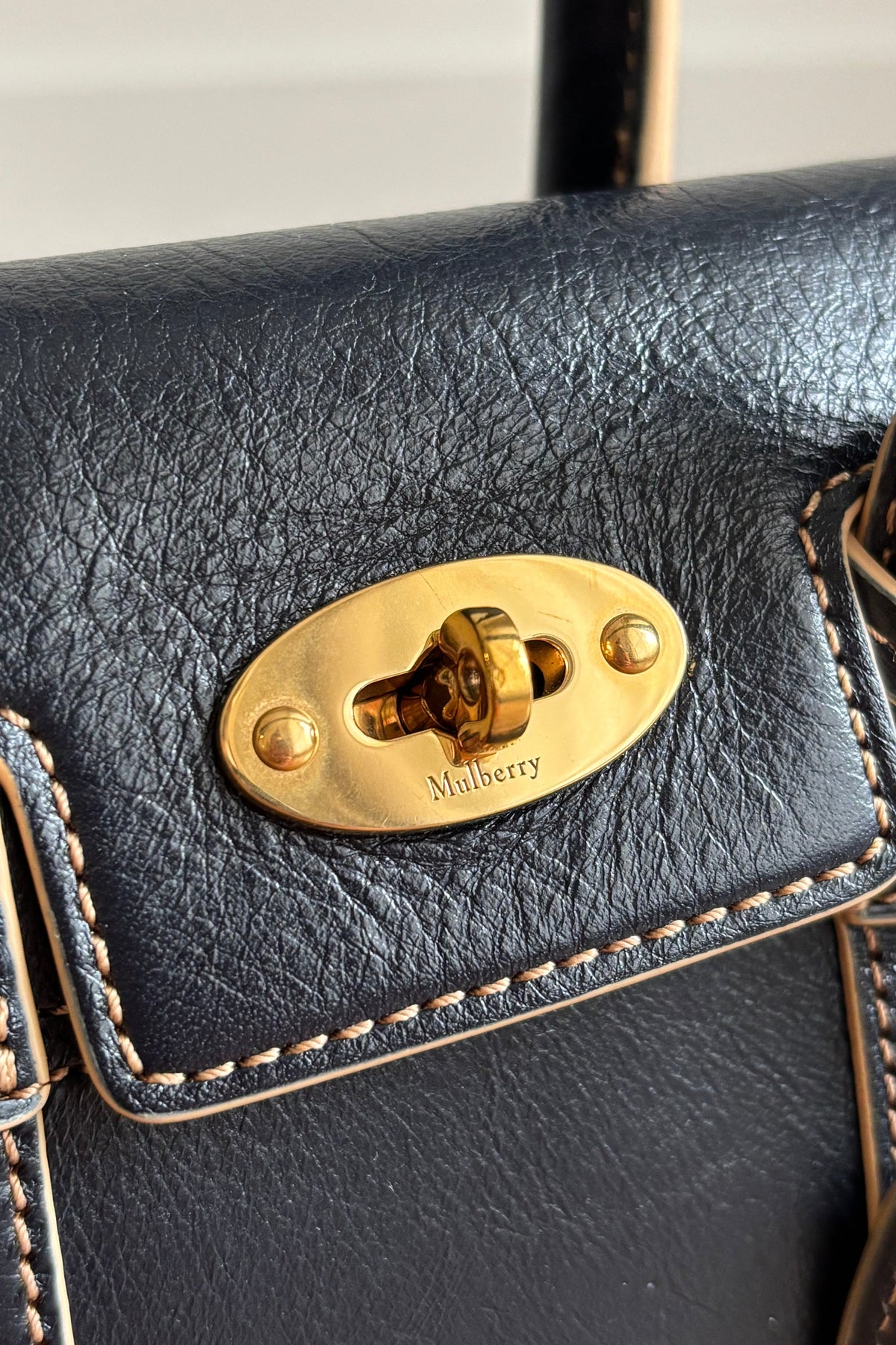 Authentic Mulberry Mini Bayswater Dark Navy Gold Hardware
