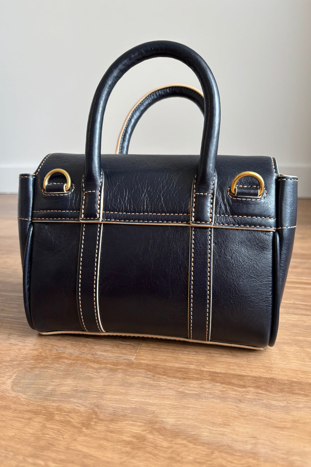 Authentic Mulberry Mini Bayswater Dark Navy Gold Hardware